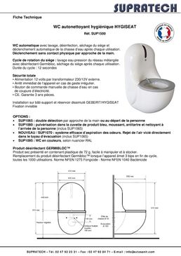 WC autonettoyant suspendu sur bâti-support | Hygiseat SaniAir