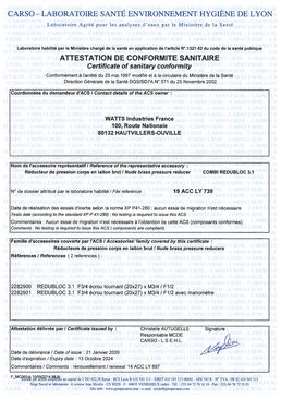 Réducteurs de pression préréglé pour raccordement en eau sanitaire | Rédubloc 3.1