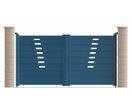 Portail aluminium battant ou coulissant avec décor à barreaudage incliné | Portail alu design JUSSIEU