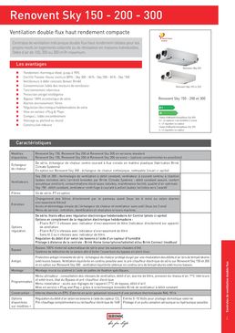 VMC double flux extraplate jusqu’à 300 m3/h de débit | Renovent Sky 300