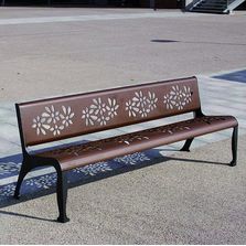 Banc 4 places en acier galvanisé découpé au laser | Cherry Flower