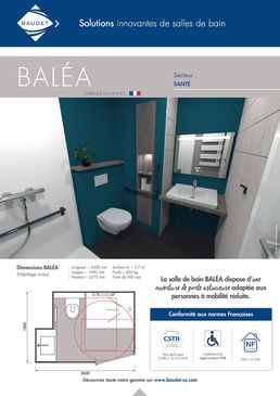 Salle de bain préfabriquée avec ouverture de porte astucieuse | BALÉA | Gamme BAUDET ACCESS 
