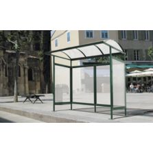 Abri bus en acier toiture et parois en polycarbonate alvéolaire Andria