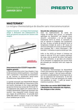 Mitigeur thermostatique de douche sans intercommunication EFS / ECS | Mastermix