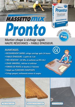 Chape traditionnelle à séchage rapide P4S | Massetomix PRONTO