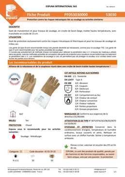 Gants de protection contre les risques mécaniques et thermiques | 53030 00