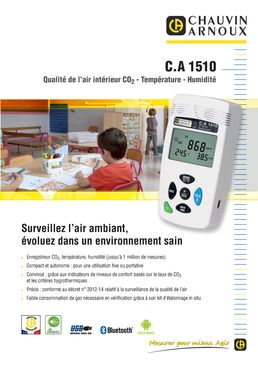 CA 1510 | Enregistreur avec affichage digital (CO2, Température, Humidité) pour mesure de la Qualité de l'Air Intérieur