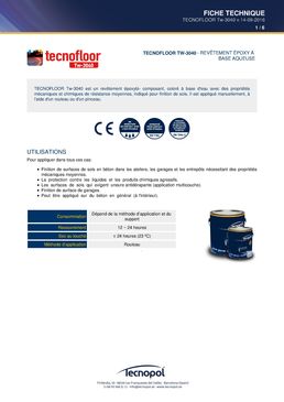 Résine époxy base aqueuse pour sols industriels | TECNOFLOOR Tw-3040