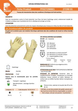 Gants pour travaux de manutention contre le froid | 27290 01