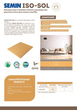 Panneaux pour isolation thermo-acoustique des planchers entre deux locaux chauffés | SEMIN Isolant pour sol gamme DOUG