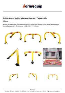 Arceau parking rabattable StoproJA - Pieds en acier