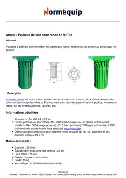 Poubelle de ville demi ronde en fer Rio