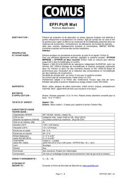 Peinture dépolluante d'aspect mat pour finition de type B | Effipur Mat