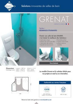 Salle de bain préfabriquée à implantation carrée | GRENAT | Gamme BAUDET INTIAL