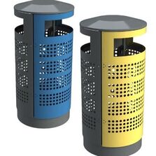 Poubelle urbaine Vigipirate Design pour gestion de tri sélectif de déchets | AUSTRALIA PERFORÉE TRI 2 FLUX