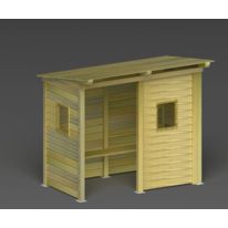 Abri bus en bois semi fermé + banc
