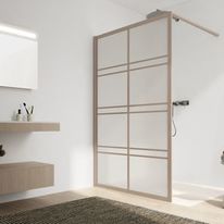 Paroi de douche fixe verre opaque traité 4 mm et barrettes extérieures en relief | JAPANDI