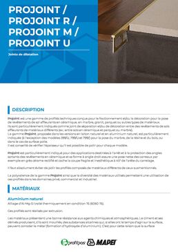Joint de dilatation pour sols affleurants | PROJOINT U en aluminium, inox ou laiton