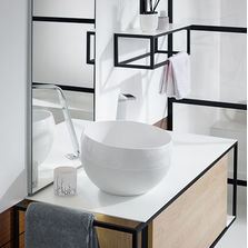 Plan de toilette en pierre de synthèse autoréparable avec meuble sous-vasque | Junit