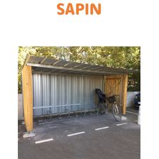 Abri vélos modulable 10 places bois ou tôle | SAPIN - ABRIB10P
