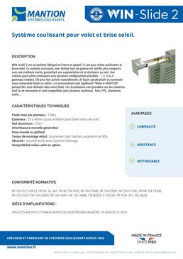 Système coulissant pour volet et brise-soleil | WIN-SLIDE 2