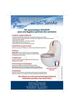 WC autonettoyant suspendu sur bâti-support | Hygiseat SaniAir