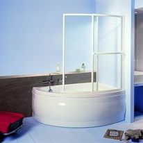Pare baignoire verre clair 3 mm 2 volets courbes coulissants et relevables | PASO DOBLE SECURE