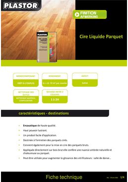Cire liquide mono-composante aspect satiné pour parquets | PLASTOR