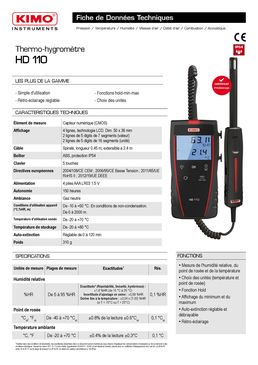 Thermo-hygromètre portable pour mesure de température, humidité et point de rosée | HD 110