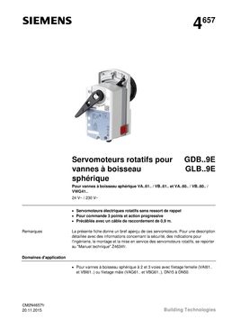 Servomoteurs rotatifs Siemens pour vannes de régulation de chauffage  | GDB/GLB131.9E GDB/GLB331.9E GDB/GLB161.9E