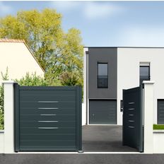 Portail aluminium design, coordination porte d'entrée et de garage Bel'M