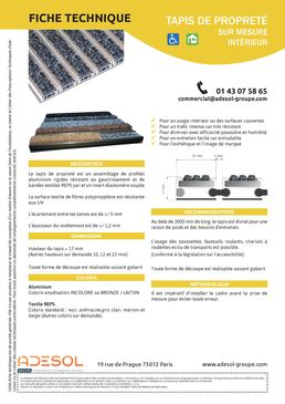 Tapis d'accueil et de propreté aluminium anodisé bronze et REPS textile de couleur | ADESOL - TECNO-K