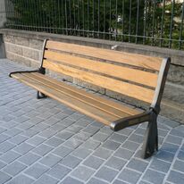 Banc public Arc en ciel | Banc urbain en fonte GS et bois