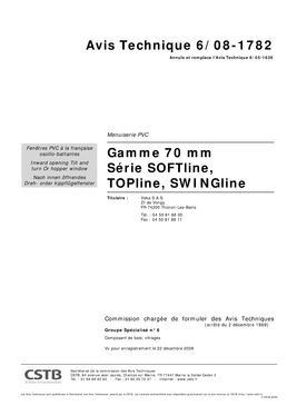 Profilés PVC pour fenêtres et porte-fenêtres  | SWINGLINE 70 - Gamme 70 mm 
