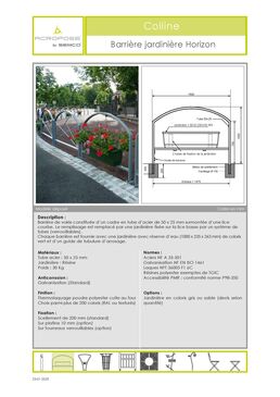 Barrière jardinière | Barrière jardinière Horizon en acier galvanisé avec jardinière intégrée