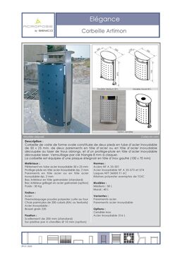 Corbeille de voirie | Corbeille Artimon en acier inoxydable et acier thermolaqué