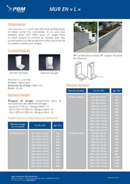 Mur en L en béton pour soutènement léger