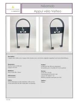 Appui vélo en acier thermolaqué | Velteo Néomob
