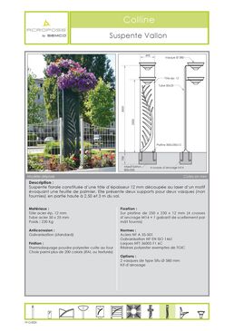 Suspente florale | Suspente Vallon en acier galvanisé découpé laser – Batiproduits