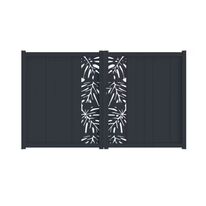 Portail battant aluminium décor monstera gris VICTORIN | LAPEYRE SERVICES