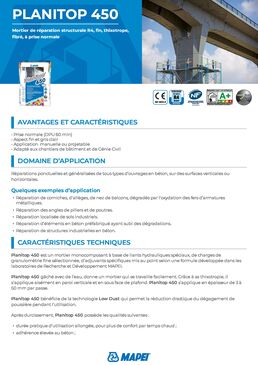 Mortier de réparation structurale R4 fibré | PLANITOP 450 à prise normale pour béton