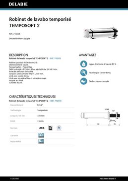 Robinet poussoir de lavabo temporisé | TEMPOSOFT 2 