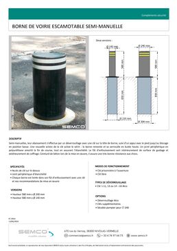 Borne escamotable | Borne de voirie escamotable semi-manuelle