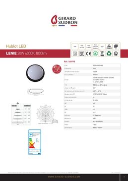 Plafonnier noir LED IP 66 Ø 355 x 118 20 W 4 000 k | Lenie 168998