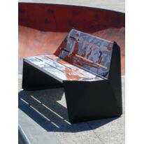 Banc urbain | Banc Graph en acier avec décor personnalisable
