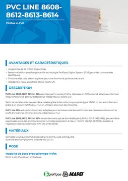 Plinthes en PVC expansé | PVC LINE 8608 décoratives et personnalisables avec film Alcrom® Plus