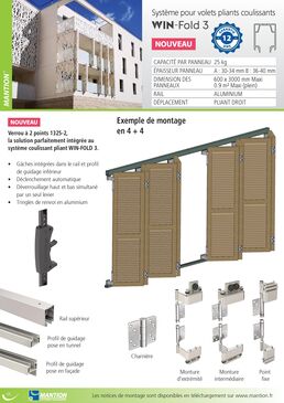 Système pour volets pliants coulissants | WIN-FOLD 3 en aluminium anodisé et acier inoxydable