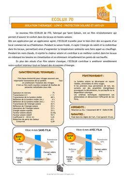 Film thermique basse émissivité 4 saisons | Ecolux 70