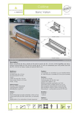 Banc urbain | Banc Vallon en acier et bois