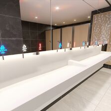 Lavabo mural avec crédence en Solid Surface | RIVAGE